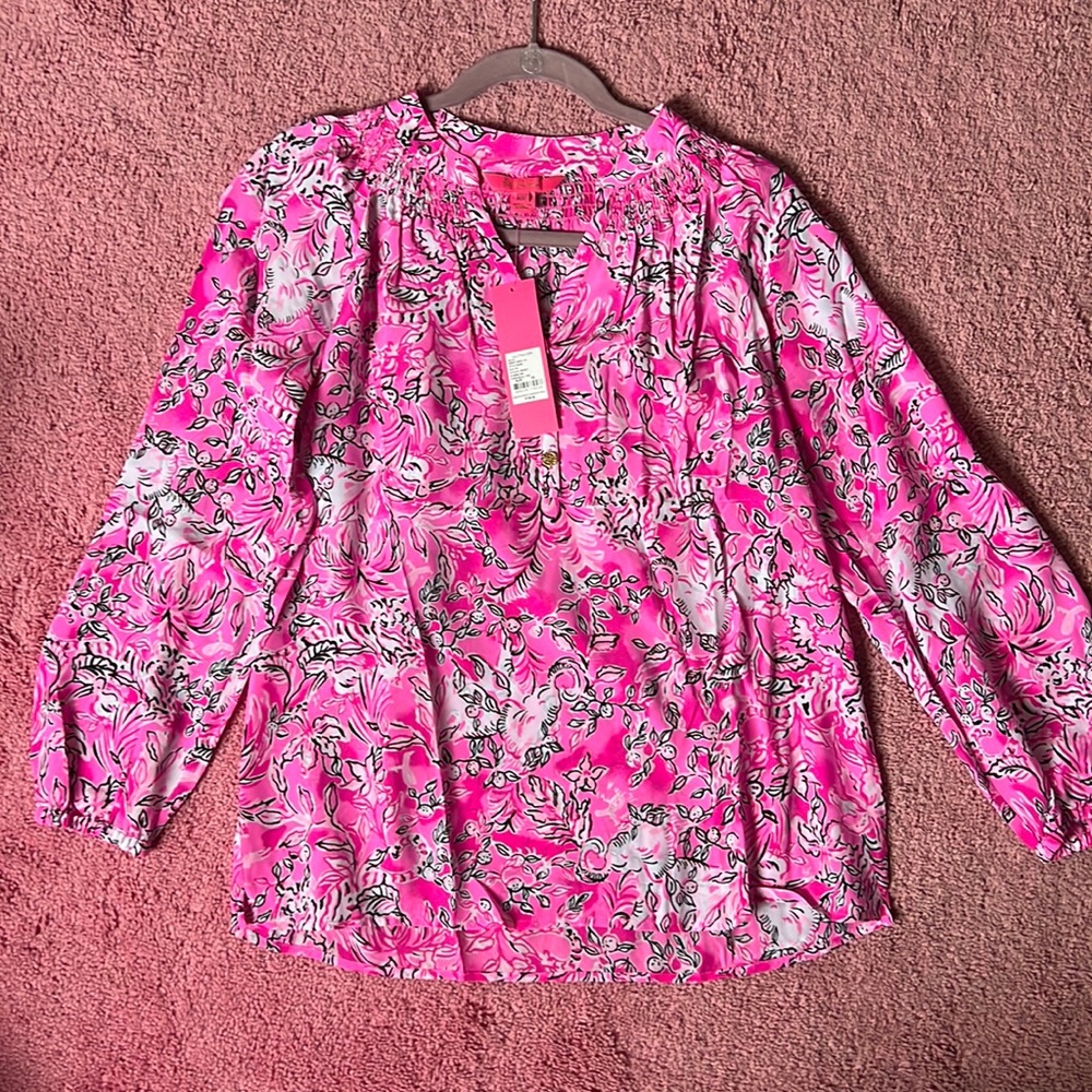 Lilly Pulitzer Silk Elasa Top - print with purpose breast cancer
